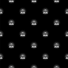 All seeing eye of God seamless pattern isolated on black background