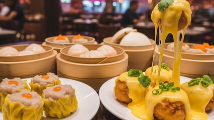 Cheese-Filled Dim Sum with Golden Melted Topping