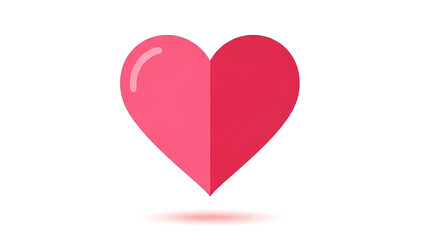 A glossy red heart icon floats on a transparent background, split into soft gradient tones, symbolizing love, emotion, romance, simplicity, and modern digital design aesthetics and visual clarity.
