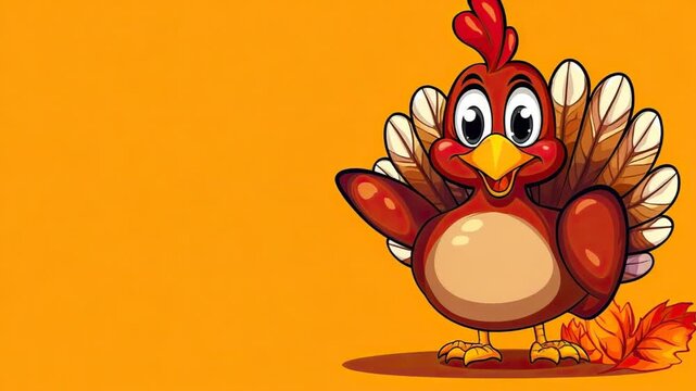 turkey bird cartoon mascot character blank background video