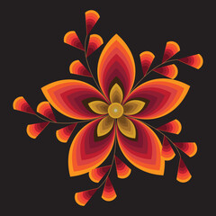 Abstract floral mandala flower colorful layered petal design.