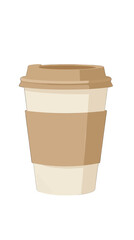 Disposable coffee cup with lid and sleeve.