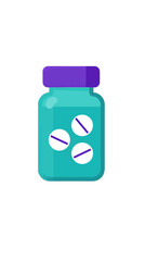 Obraz premium Flat design of blue pill bottle with white tablets