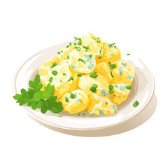 Potato Salad, 2D flat vector illustration in icon style, isolated on a white background
