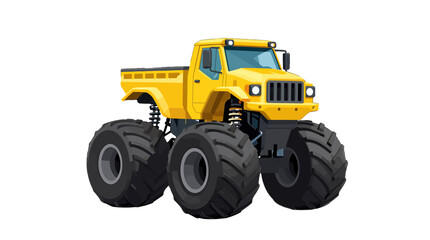 Fototapeta premium Yellow Monster Truck With Large Tires
