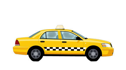 Yellow taxi car with checkered stripe