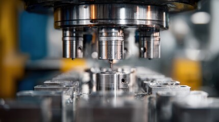 Medium shot showing close interaction between automated pressfit tools and metal parts during cold forming emphasizing temperatures role in ensuring tight fits.