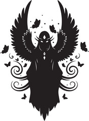 Obraz premium Mysterious winged figure surrounded by butterflies