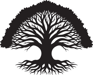 Obraz premium Stunning tree silhouette with intricate roots and branches