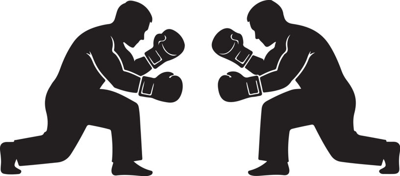 Two boxers in fighting stance facing each other