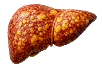 Human liver with fatty deposits and disease to (3D rendering)