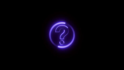 Neon line question mark icon animation in background, colorful neon question mark symbol, video - Powered by Adobe