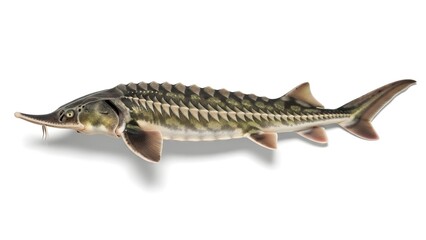 Naklejka premium Sturgeon fish illustration on a white background isolated aquatic animal
