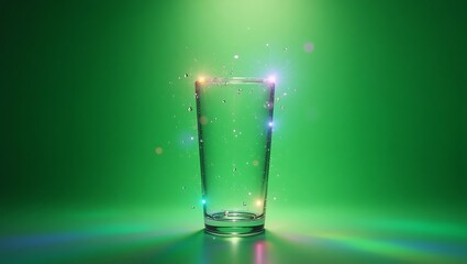 Sparkling Glass of Water with Rainbow Light Refractions