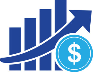 Financial Growth Revenue Icon &ndash; Profit Chart Flat Vector