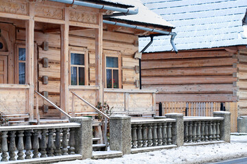 CHOCHOLOW, POLAND - DECEMBER 26, 2025: Wooden architecture of Chocholow, willage near the Zakopane, Poland.