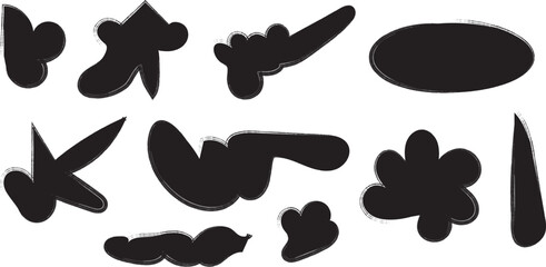 Abstract calligraphic symbols and shapes on white background