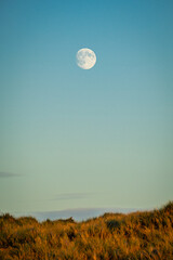 Full Moon over Druridge Bay Dunes, located on the North Sea coast in Northumberland's National Landscape, England, it is a 7 miles long bay between Amble and Cresswell