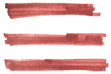 Hand drawn red marker brush strokes set, abstract ink highlight banners collection for underline, text background, emphasis, design elements, doodle sketch