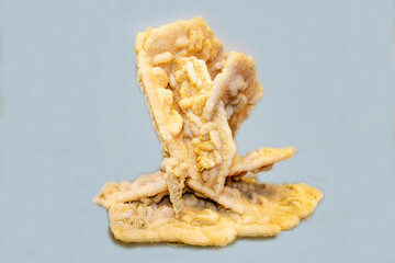 Calcite is white on a light background. Gems, mineralogy, jewelry.