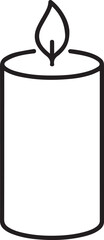 Black and white outline icon of a lit pillar candle
