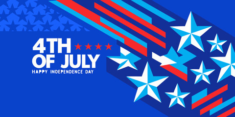 Obraz premium Festive american flag design with stars and the text fourth of july