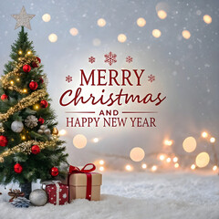 christmas greeting card with christmas tree