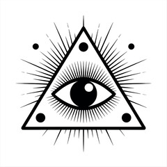 Mysterious eye symbol within a triangle Vector