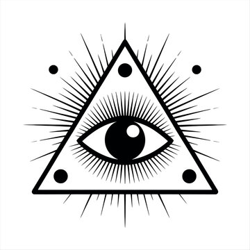 Mysterious eye symbol within a triangle Vector
