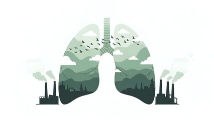 Pollution vs Nature Lungs Illustration