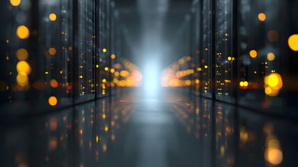 Data center operations high-tech facility digital infrastructure modern environment wide-angle view