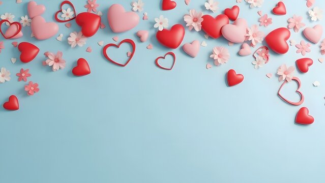 Valentine's day background with red and pink hearts - Powered by Adobe