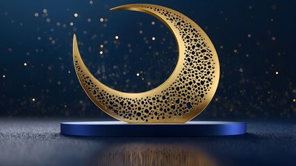 Golden Crescent Moon Sculpture Luxury Display