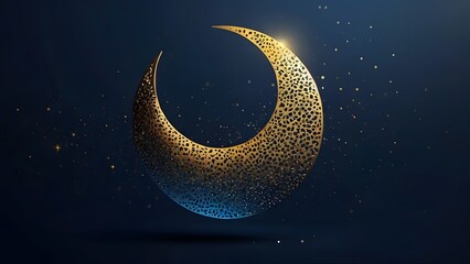 Luxury Crescent Moon Sculpture Dark Background