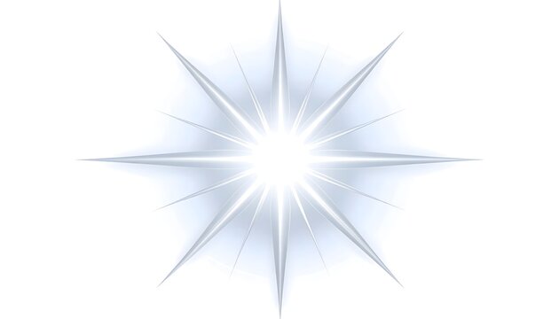 Clean white star flare with 8 subtle spikes and soft halo