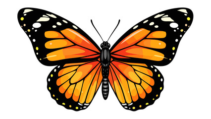 Monarch Butterfly Illustration with Colorful Wings Isolated on White Background
