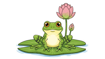 Cute Smiling Frog Cartoon Character Illustration for Kids and Nature Themes
