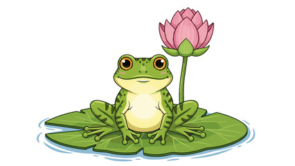 Cute Smiling Frog Cartoon Character Illustration for Kids and Nature Themes
