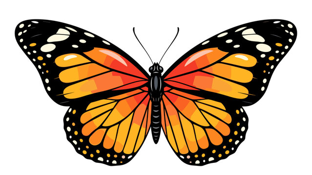 Monarch Butterfly Illustration with Colorful Wings Isolated on White Background