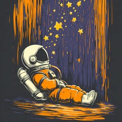 Conceptual illustration of human emotion with a diver