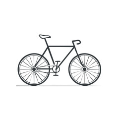 Fototapeta premium Minimalist bicycle icon illustration on white surface vector, single speed bike outline vector, linear style illustration