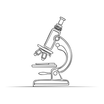 Illustration of Microscope in Black and White for Science Education and Research