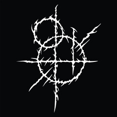 Dark aesthetic cyber sigilism ornament for modern design.