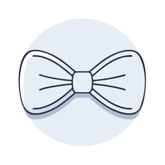 Illustration of a Bow Tie in Blue Circle. Formal Wear Accessory, Elegance, Celebration, Decorative Style.
