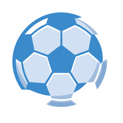Obraz premium Stylized Blue Soccer Ball Icon with Motion Effect for Sports Graphic