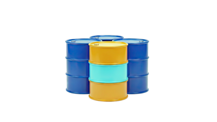 Stacked Drums: Blue, Yellow, and Turquoise Barrels