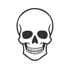 Fototapeta premium Stylized Skull Graphic with Teeth, Nose Hole, and Eye Orbits Isolated on White