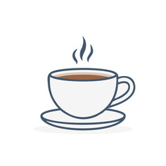 Obraz premium Hot Drink in White Cup with Saucer Simple Illustration Drawing Art