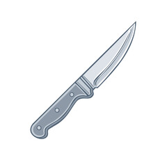 Fototapeta premium Sleek Cartoon Style Silver Kitchen Knife with Gray Handle, Simple Sharp Blade and Secure Grip, Culinary Tool, Kitchenware