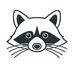 Obraz premium Stylized Raccoon Face Illustration with Striking Black and White Contrast a Cute Animal Vector Graphic for Icon Design